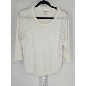KIRKLAND Signature Women's White Long Sleeve Round Neck T-shirt Top Size M/M